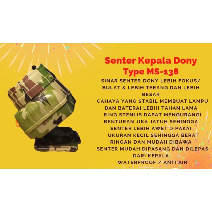 Headlamp Dony Senter Kepala Dony KL138 KL-138 3W 3 Watt Cahaya Terang Putih Kuning