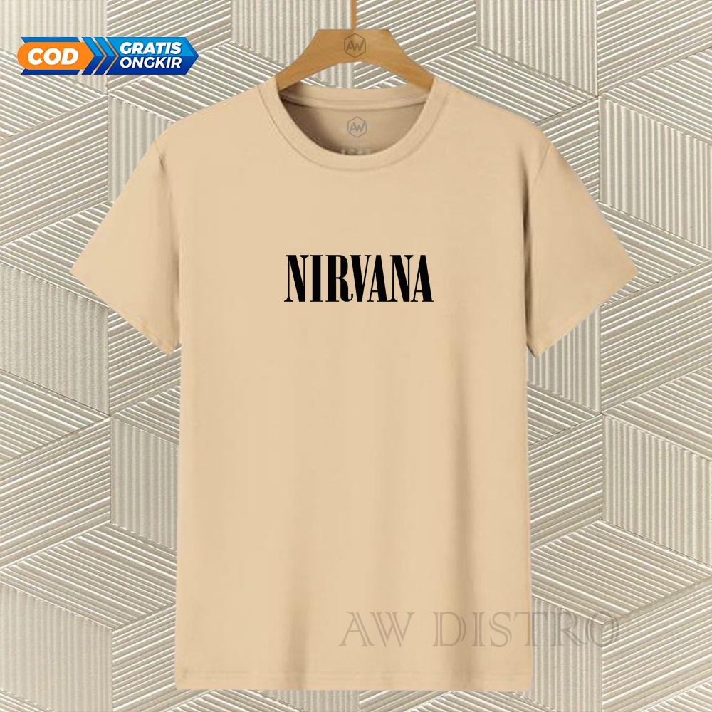 COD Baju Kaos Distro NIRVANA Teks Hitam Premium Quality Lengan Pendek