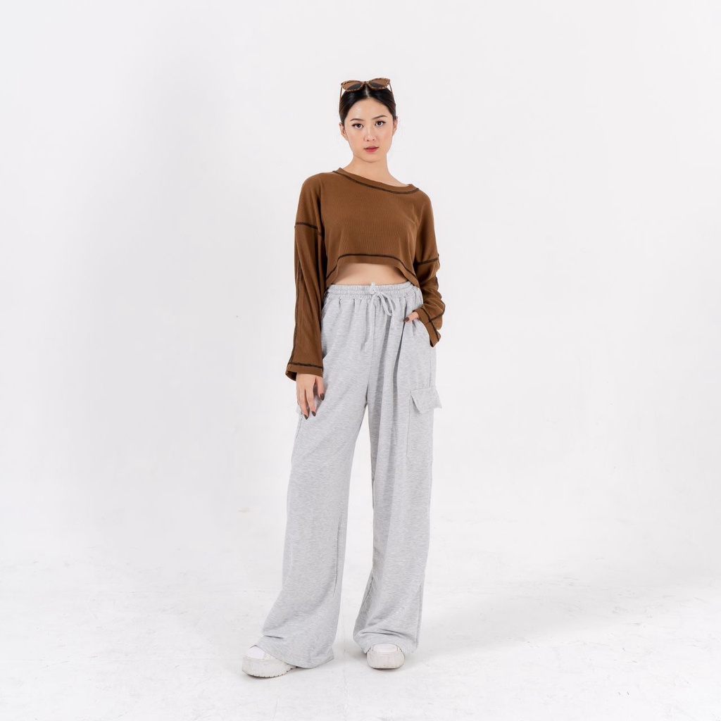 AIJO - Alice Oversize Long Top - Atasan Rib Korean Basic Style