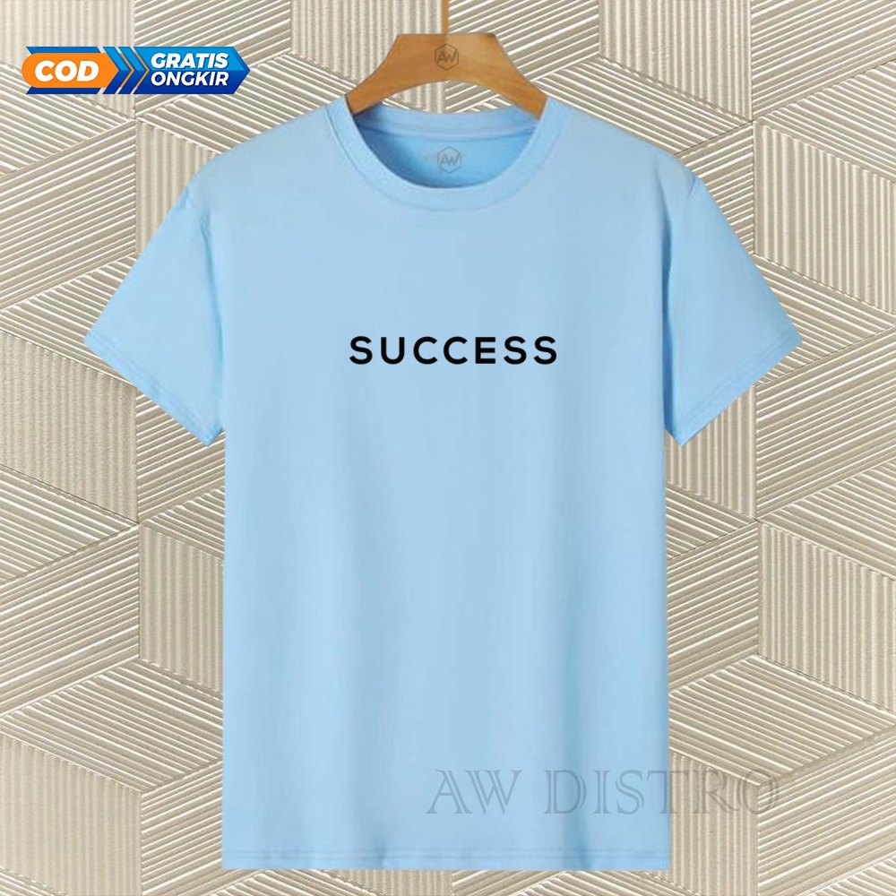 COD Baju Kaos Distro SUCCES Teks Hitam Premium Quality Lengan Pendek