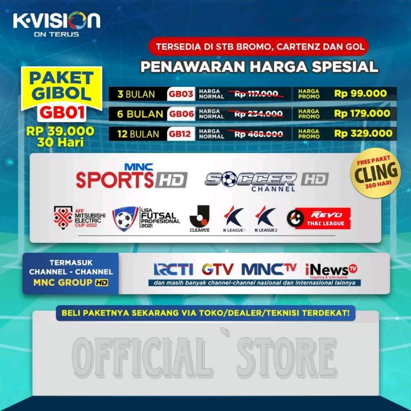 HWM Paket GIBOL k vision 30 Hari Paket Gilabola Free MNC grup AFC U20 ASIAN CUP UZBEKISTAN 2023 LIVE