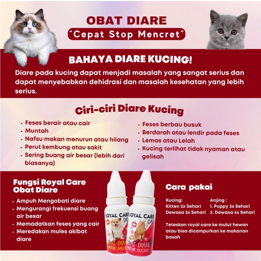 Royal Care Cat 10 ml - Obat Kucing Bab Mencret Tetes Diare Ampuh