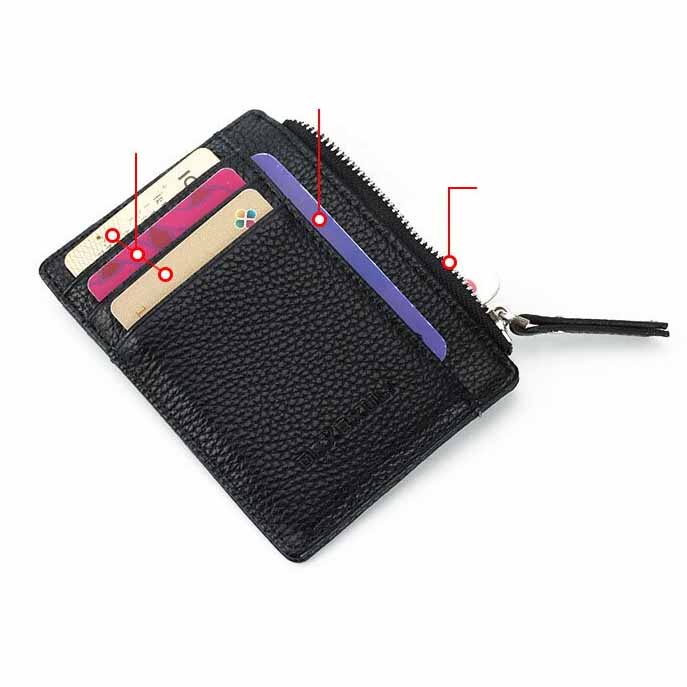 Gu7 Dompet Kartu Model Slim Mini Bahan Kulit ID Card Holder Slim Design 208 kartu atm | kredit | Atm | belanja DEXBXULI  Hitam Or-i