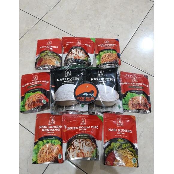

MEN SALE Makanan Instan H EAT Makanan Gunung Nasi Putih, Nasi Kuning, Mashroom Poh, Nasi Goreng Rendang Makanan ransum,makanan pendaki,makanan cepat saji,makanan untuk ke hutan