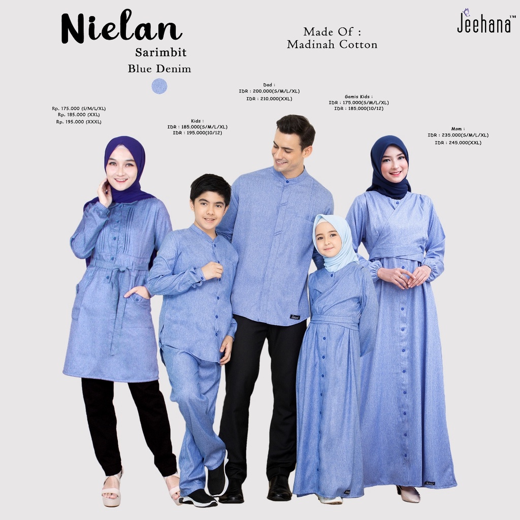 Sarimbit Keluarga Nielan Denim by Jeehana - Pakaian Couple Keluarga Muslimah