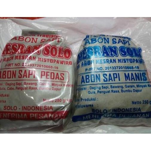 

>V44859) Abon Mesran Oleh Oleh khas Solo Original (Abon Daging Sapi, Abon Daging Ayam Dan Serundeng Kelapa)