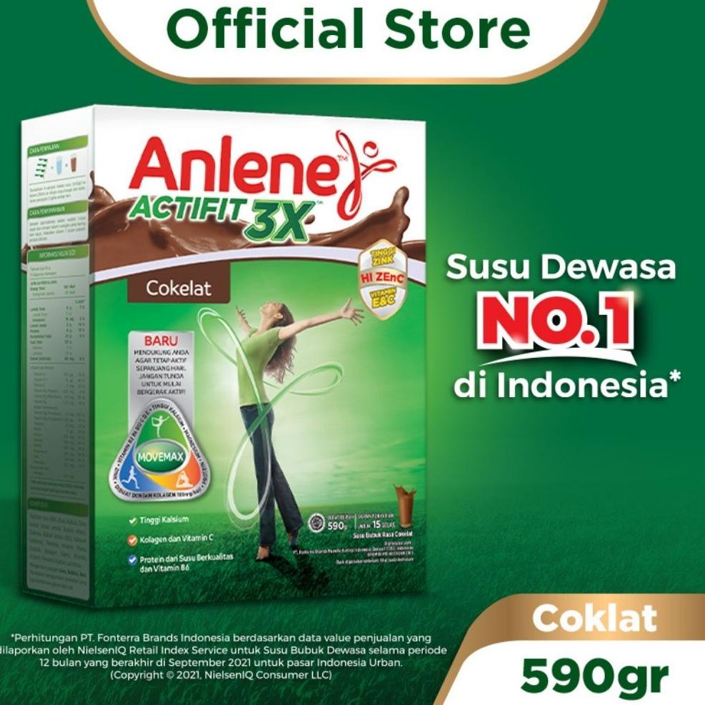 

✔️ Anlene Actifit 3X Susu Bubuk Dewasa Cokelat 590g - Nutrisi Tinggi Kalsium Untuk Tulang, Sendi, dan Otot
