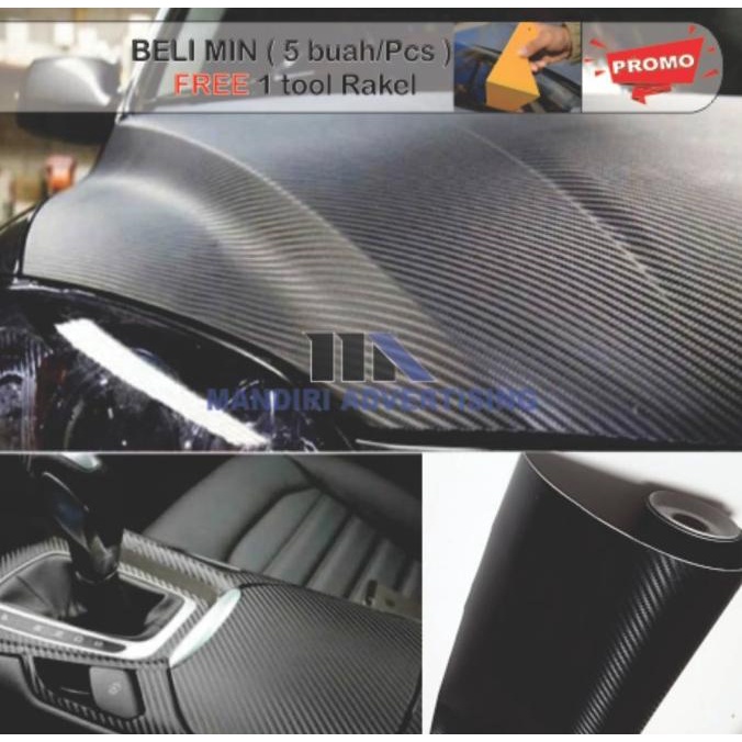 Stiker Karbon Warna Hitam Doff/Stiker Motif Karbon Doff Hitam