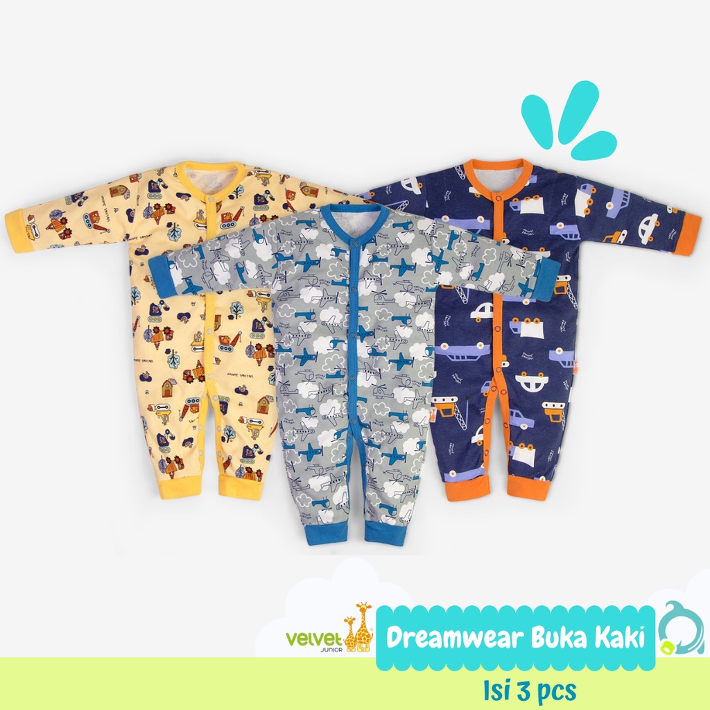 VELVET Dream Wear | Active Wear Jumper | Romper Motif Boy Size Newborn | S | M | L  (3 pcs/pack)