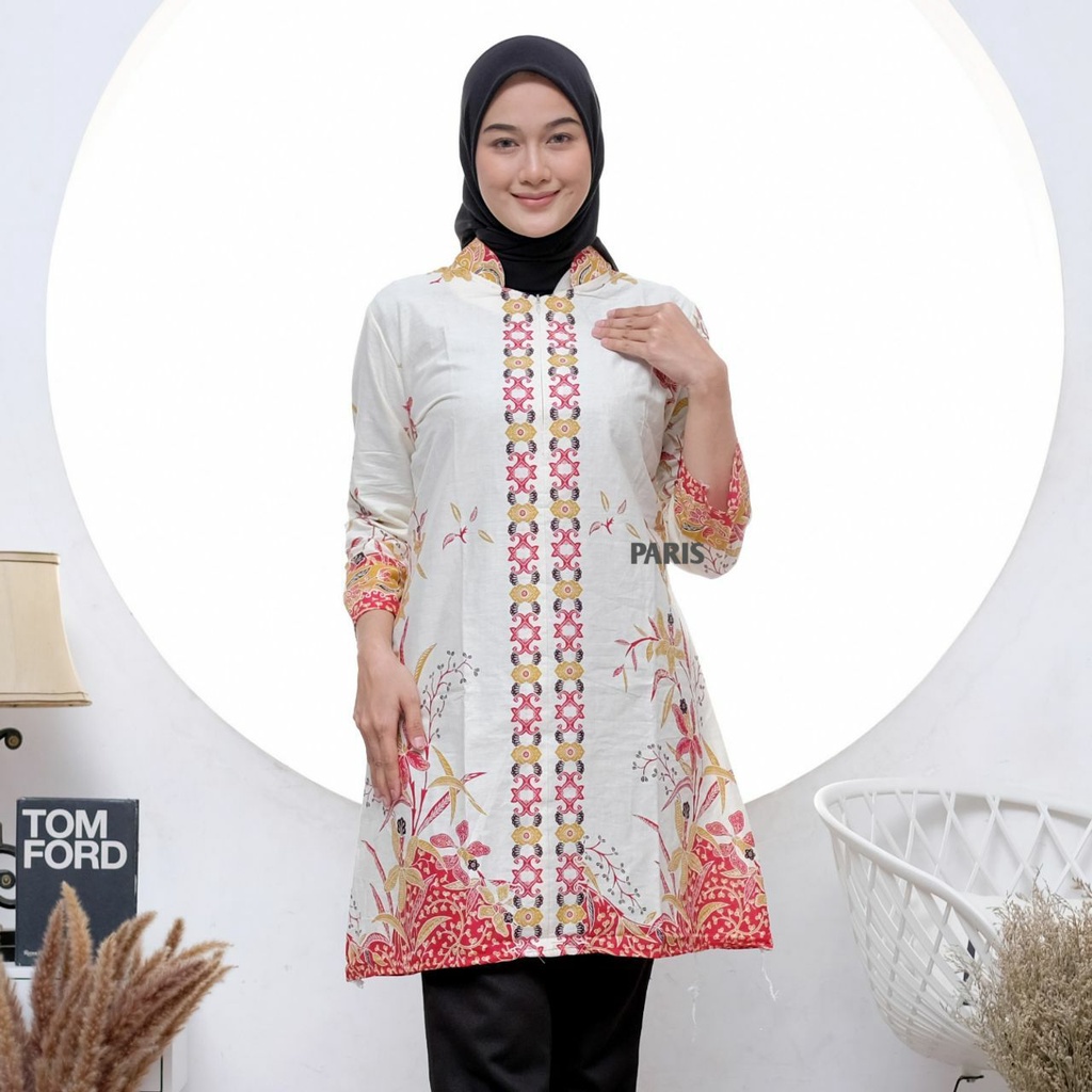 Baju Batik Wanita Jumbo Kekinian Lengan Panjang Tunik Batik Terbaru Katun Primis Unggul Jaya