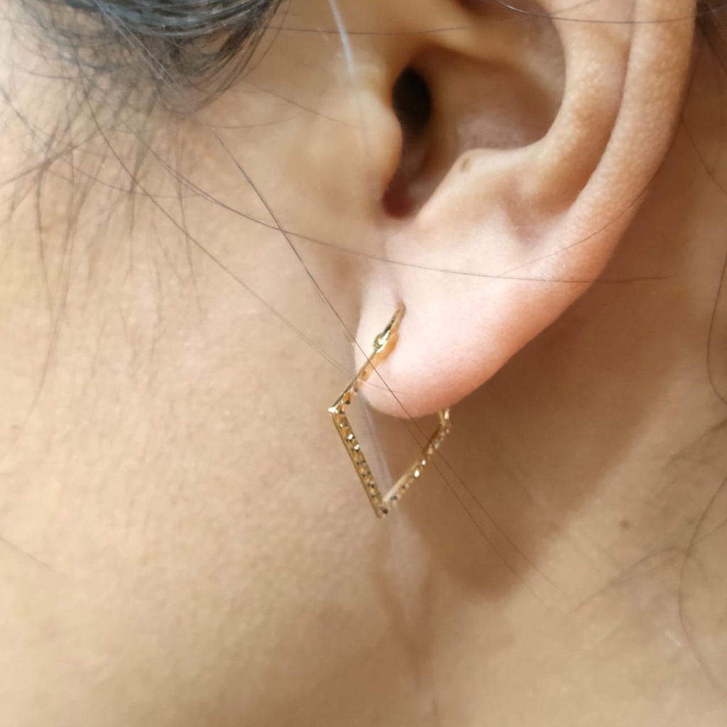 Anting Jipsi emas 17K kadar 750 - model jepsi kotak slep berat 1 gram - AJS100000010