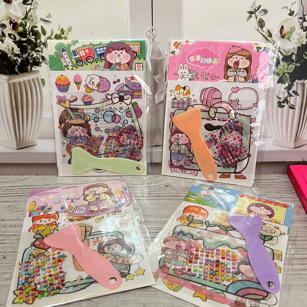 Paket sticker lucu LGL-9461 isi 3 LBR stiker 1 perata dan 1 LBR gliter / mainan stiker kreativitas anak super cute lucu imut harga termurah bisa grosir dan COD