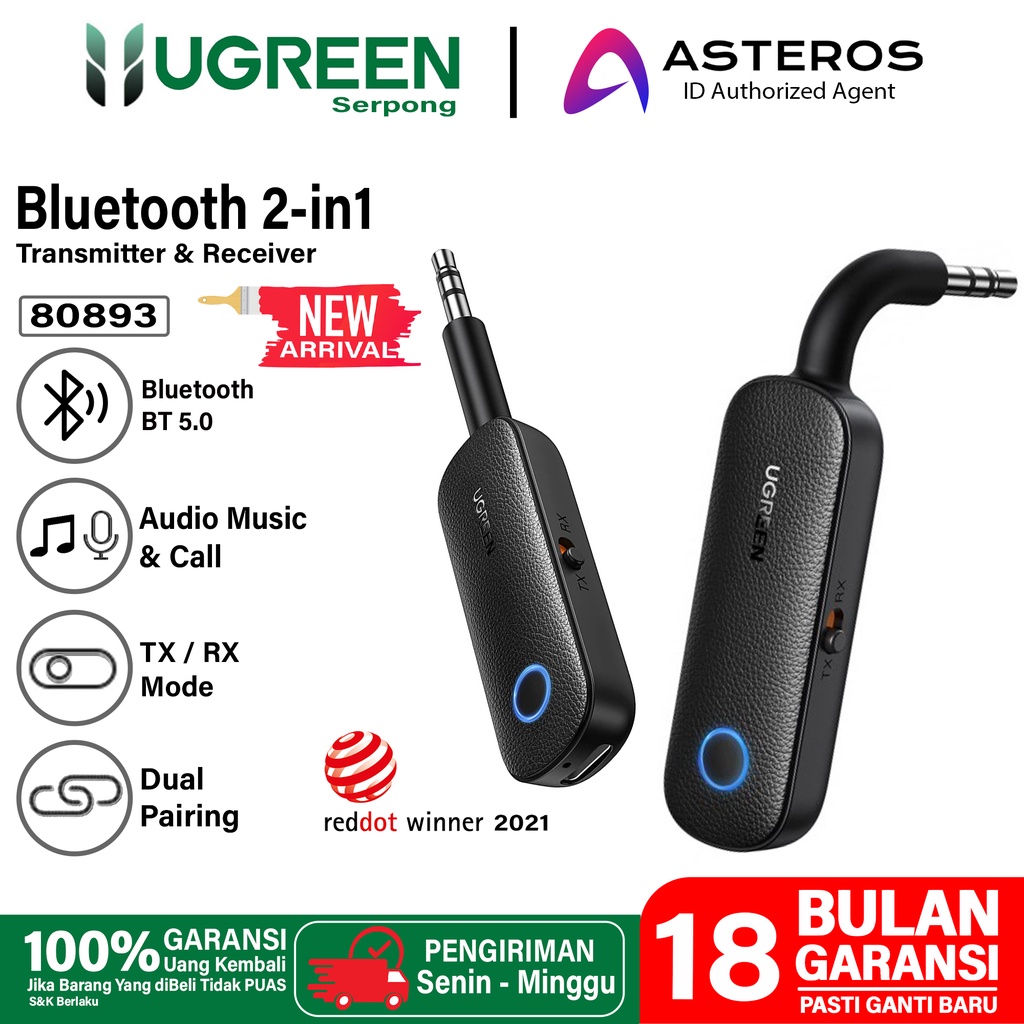 UGREEN Bluetooth Audio 2in1 Receiver Transmitter 2 Mode RX TX with Aux 3.5mm