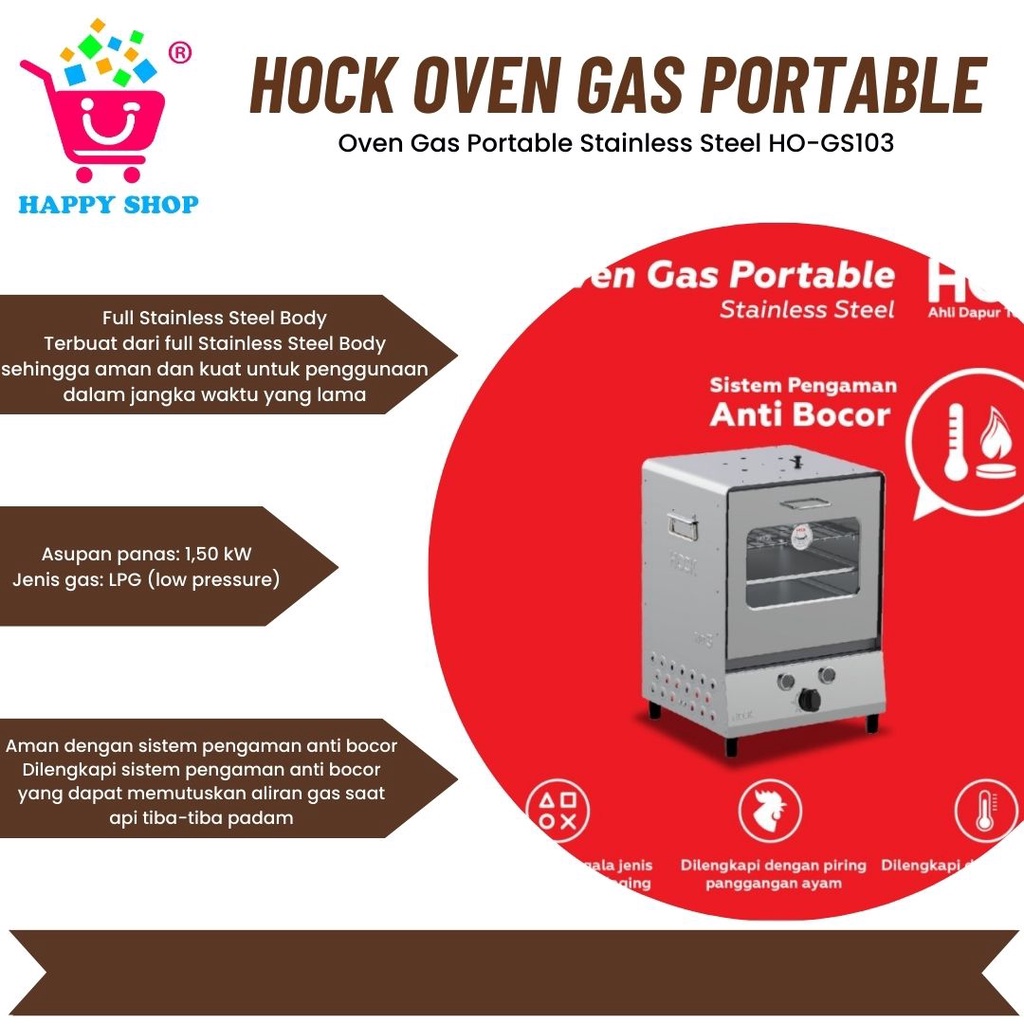 Hock Oven Gas Portable Stainless Steel HO-GS103