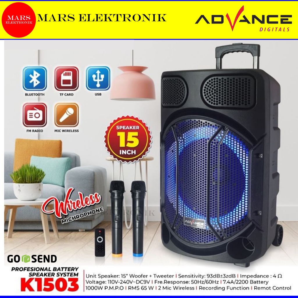 SPEAKER ADVANCE K-1503 ( COD / REGULER ) SPEAKER PORTABLE BLUETOOTH ADVANCE K1503 - K 1503 SPEAKER M