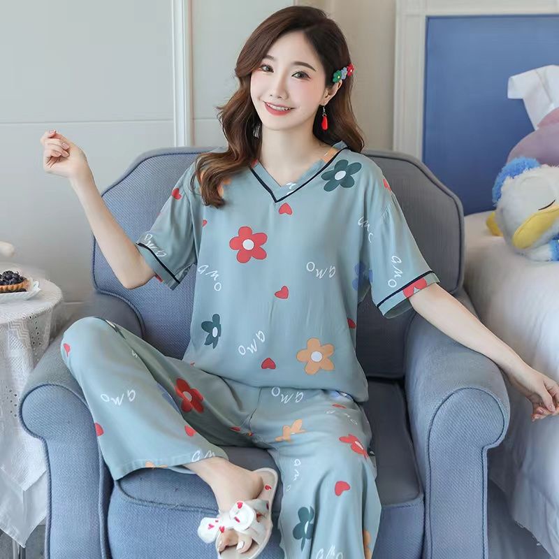 RULIF SET PIYAMA VNECK RAYON IMPORT | BAJU TIDUR WANITA LENGAN PENDEK | PIYAMA RAYON VNECK CP IMPORT