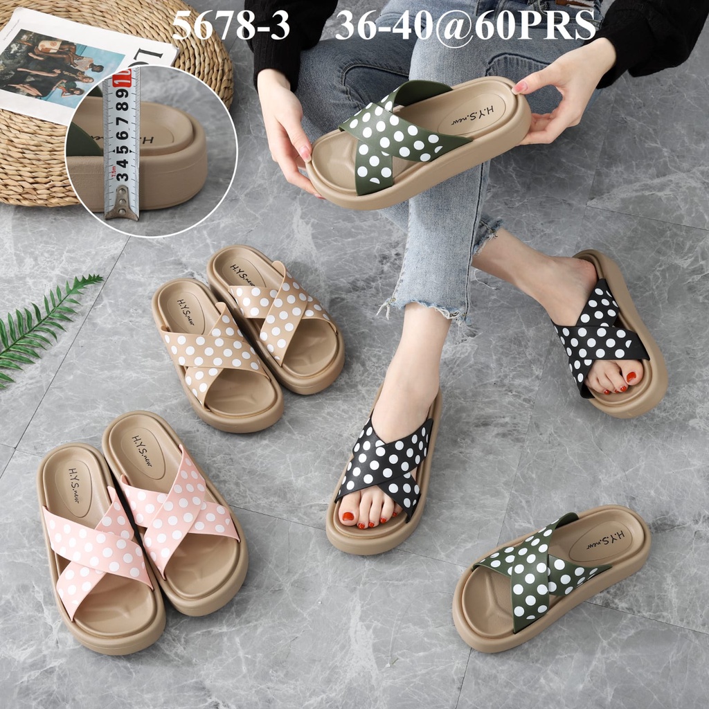 Sandal Wanita Import Silang Polkadot Chessy Winola Collection WNL 5678-3