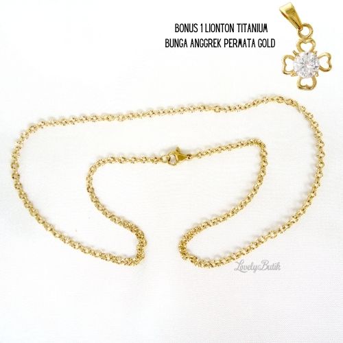 Rantai Kalung Titanium Anti Karat Model Nori donat GRATIS 1 Liontin 4nggrek Titanum - Lovelybutik