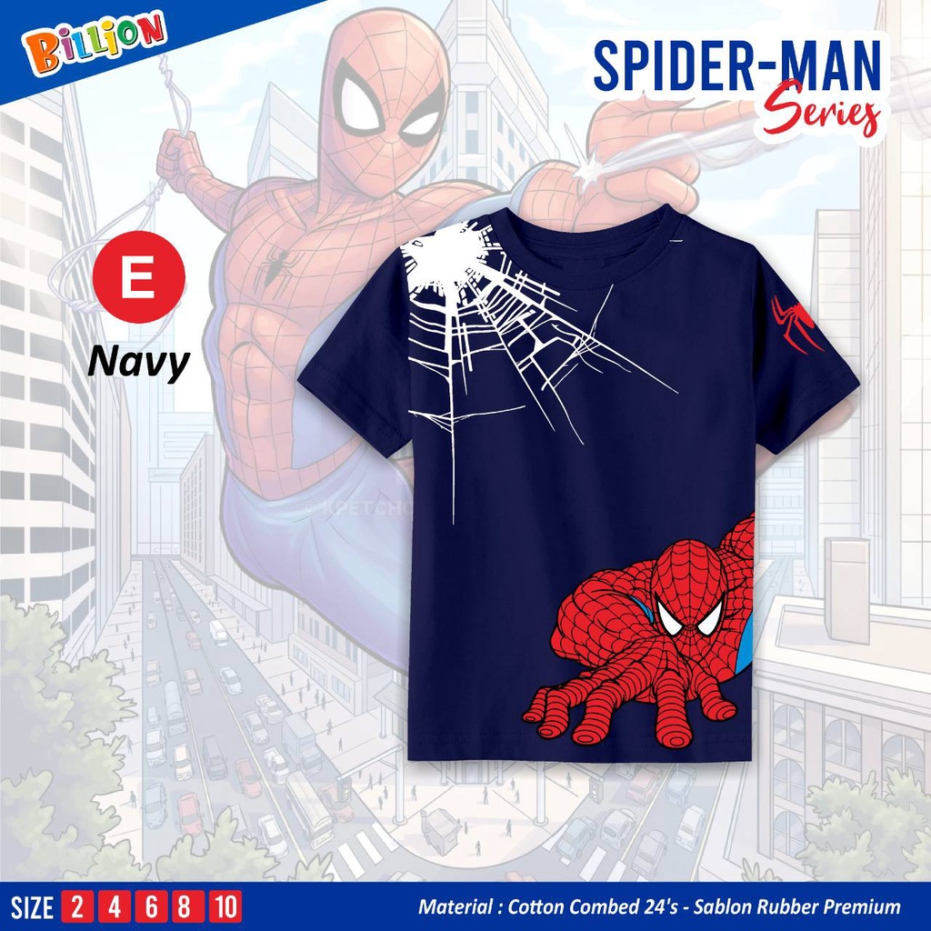 Kaos anak cowok Tshirt spiderman series by Billion