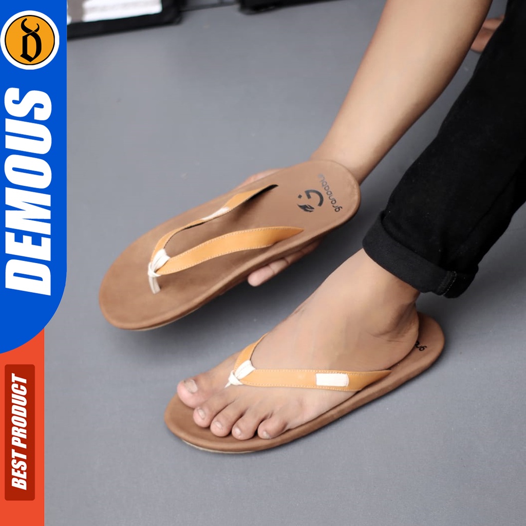 DEMOUS Radryc - Sandal Jepit Pria Dewasa Kulit Asli Terbaru