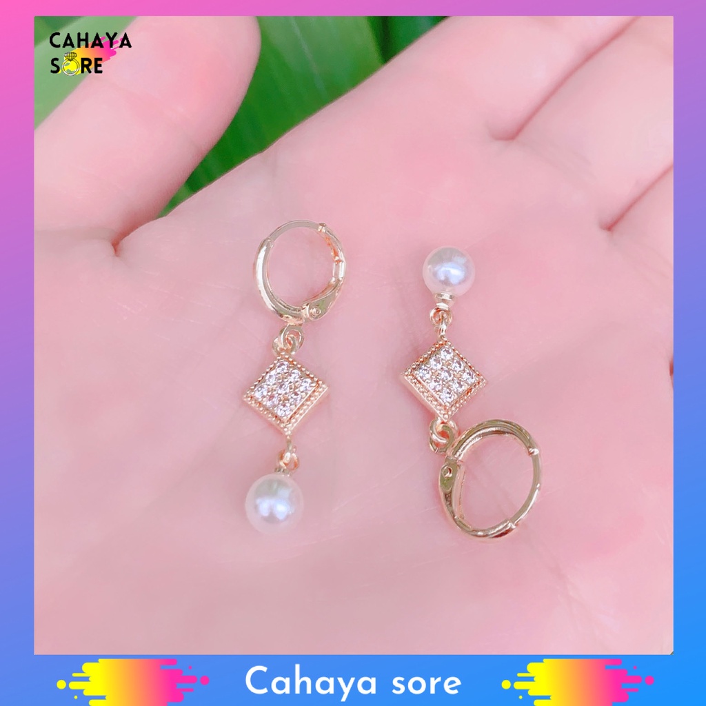 Anting Xuping Gold Anting Dewasa Model Clip Permata Satu AD38