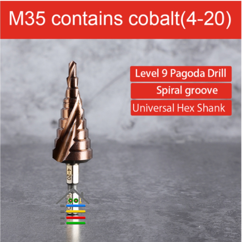 Mata Bor Pagoda COBALT M35 Spiral Besi Kuningan Step Drill M35 BESI ANTI KARAT