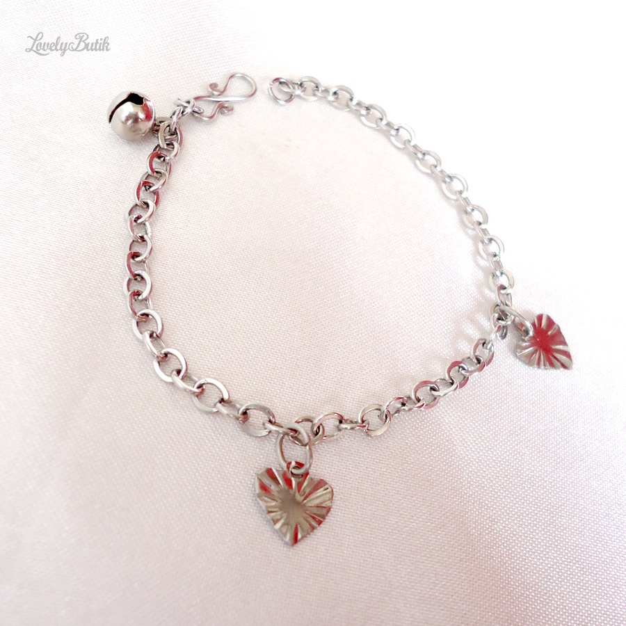 Gelang Kaki Bayi Anak Monel Krincing Baja Putih Model Daun Kecil  Stainless Steel - Lovelybutik