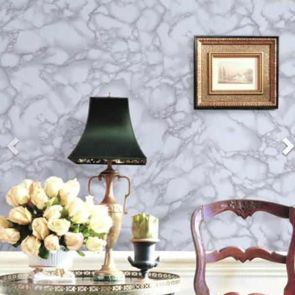 Wallpaper Sticker Dinding warna putih silver batu granit