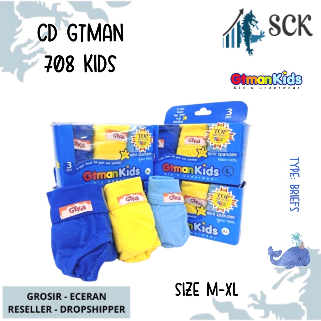 [ISI 3] CD Anak GTMAN 708 Kids / Celana Dalam Anak GT-Man Katun Mini Briefs S-XL - sckmenwear GROSIR