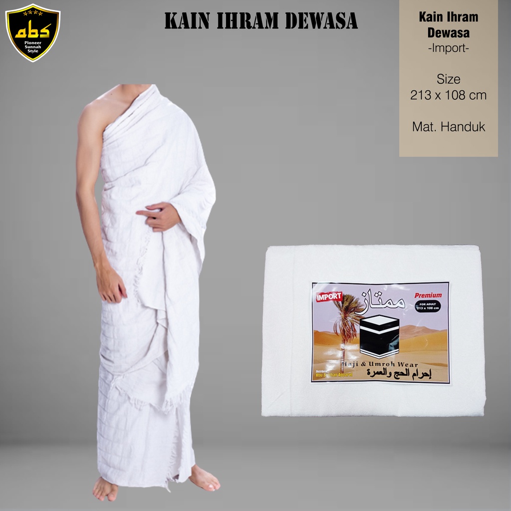 Kain Ihrom ABU SULTHAN  ABS Camel Ardha exlusive Pakaian Perlengkapan Haji dan Umroh Baju Kain Ihram Ihrom Pria Murah Bahan Handuk Tebal Berkualitas/Perlengkapan Haji/Perlengkapan Umroh