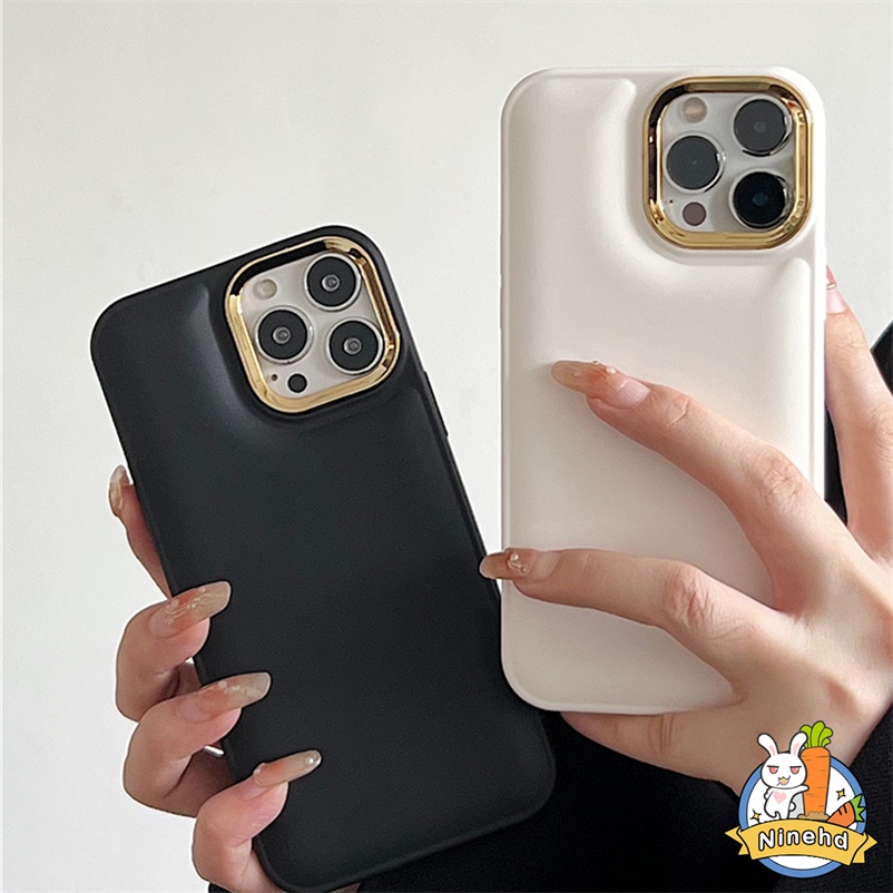 Casing Compatible for iPhone 14 13 12 11 Pro Max SE 2020 XR X XS Max 7 8 6 6s Plus SE 2020 Pure Premium Metal Simple Solid Color Air Cushioned Phone Case High Quality Soft Silicone Simple Style Phone Cover Anti-drop Anti-dirty Round Lens Protective Case