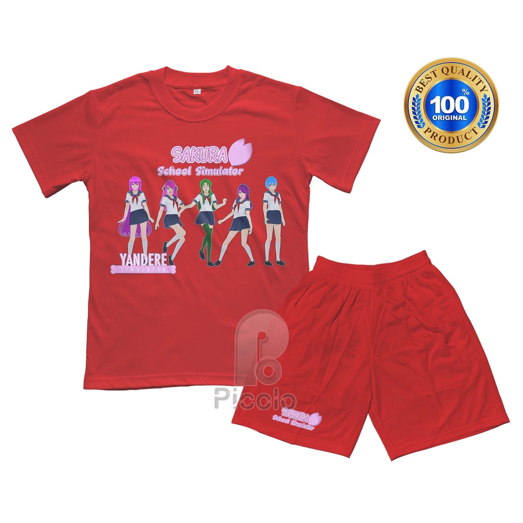 (FREE NAMA) BAJU KAOS SETELAN ANAK MOTIF KARAKTER KARTUN GAME SAKURA SCHOOL SIMULATOR