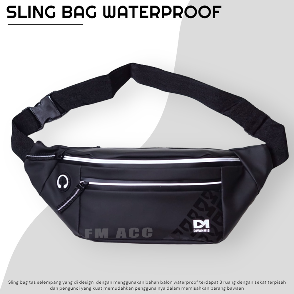 Tas Selempang Pria Wanita Bahan Bahon WaterProof Model Kekinian Sling Bag Tas Multifungsi