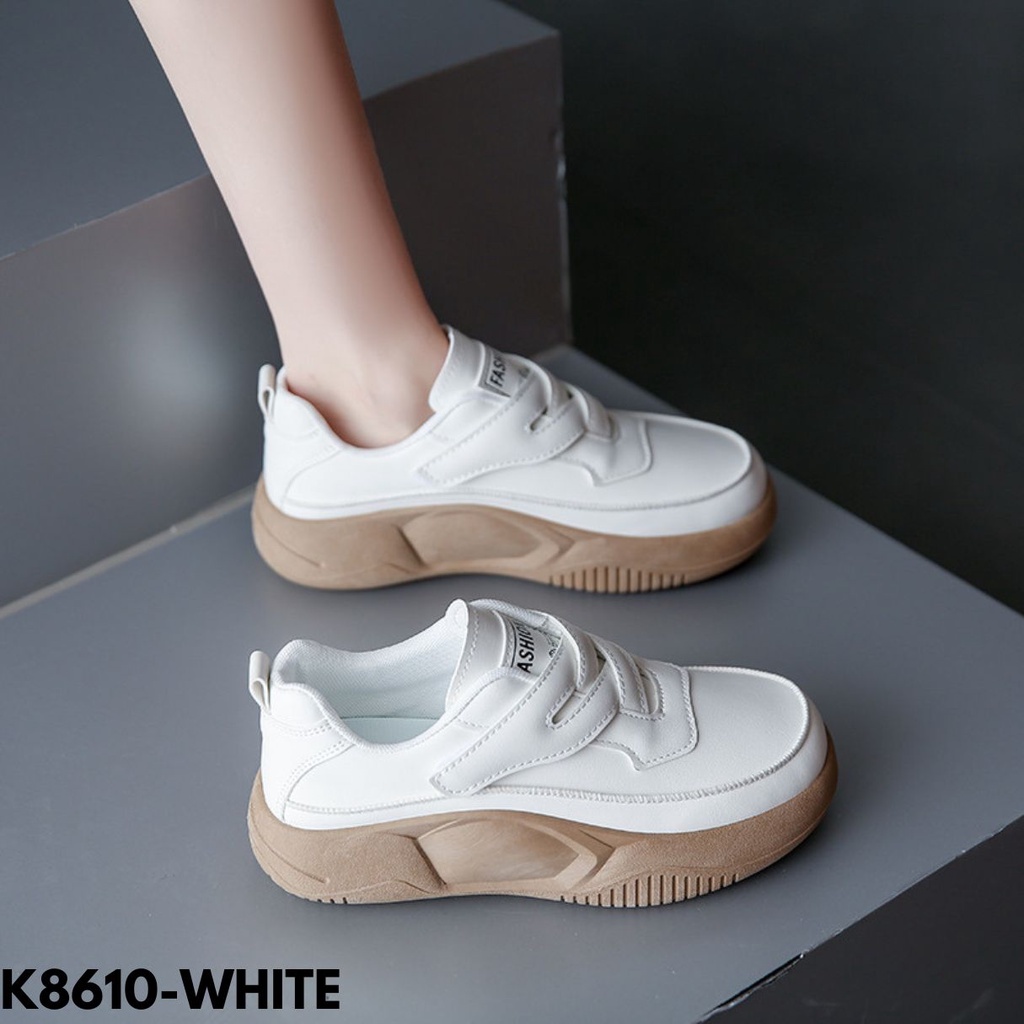 SEPATU SNEAKERS WANITA GAYA TERBARU KEKINIAN MINIMALIS CANTIK BAHAN PU IMPORT K8610