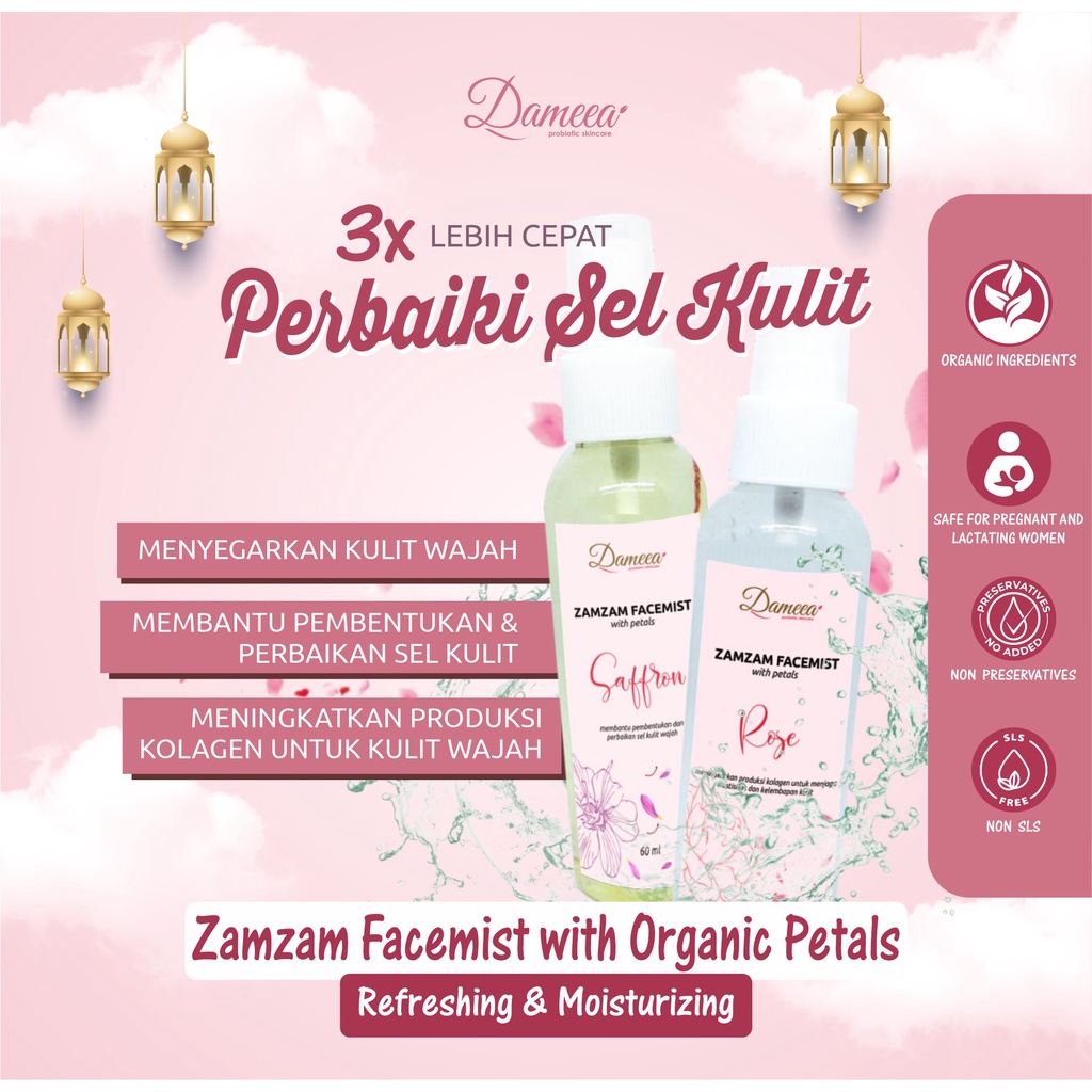 Dameea Facemist Zamzam | Hydrating Toner Beauty Spray, Makeup Tahan Lama