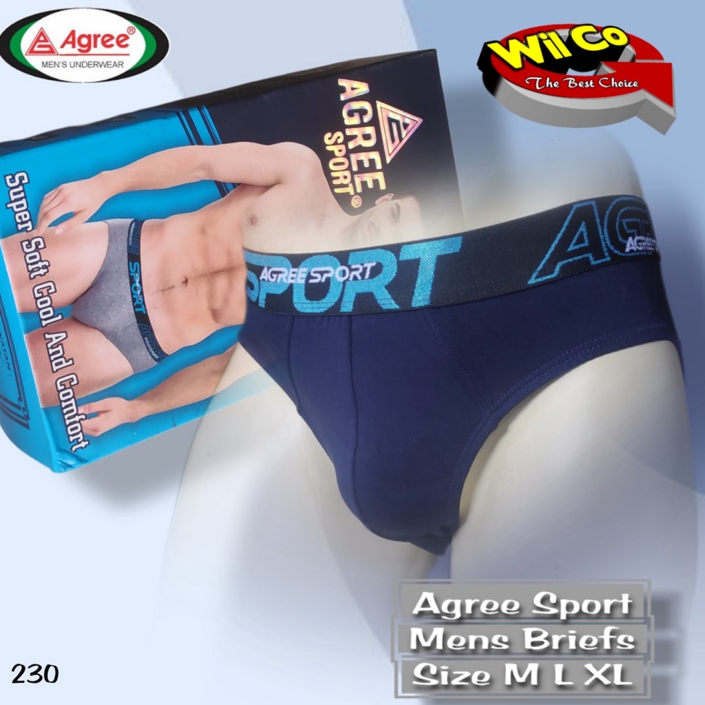 K230T - (DIJUAL PER 1 BOX ISI 3 Pcs) CELANA DALAM SEGITIGA PRIA DEWASA AGREE SPORT SIZE M - XL