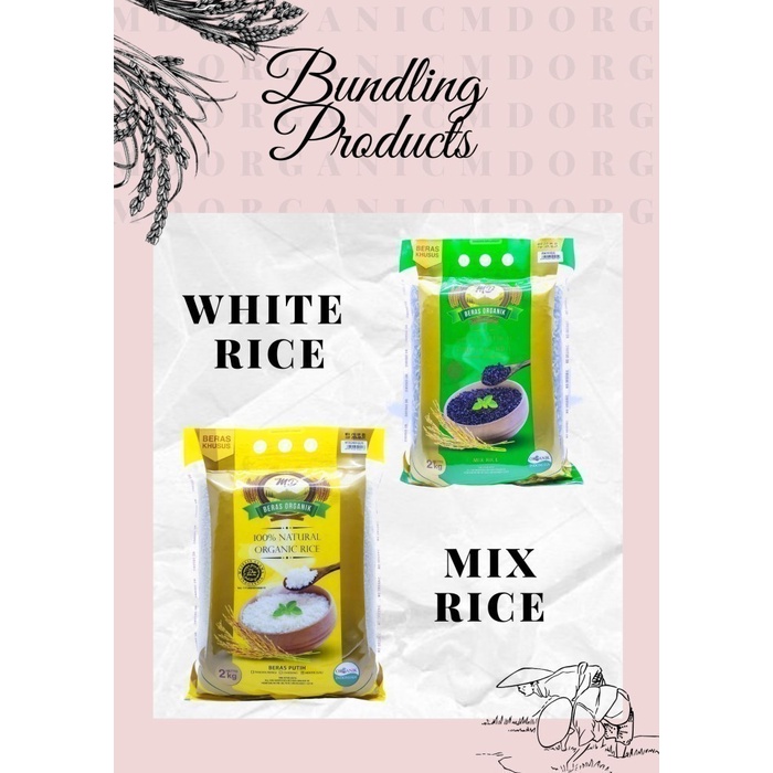 

MD Beras Hitam + Coklat Organik & MD Beras Putih Pandan Wangi Organik / Paket Bundling Black + Brown Rice 2kg & White Rice (Pandan Wangi) 2kg