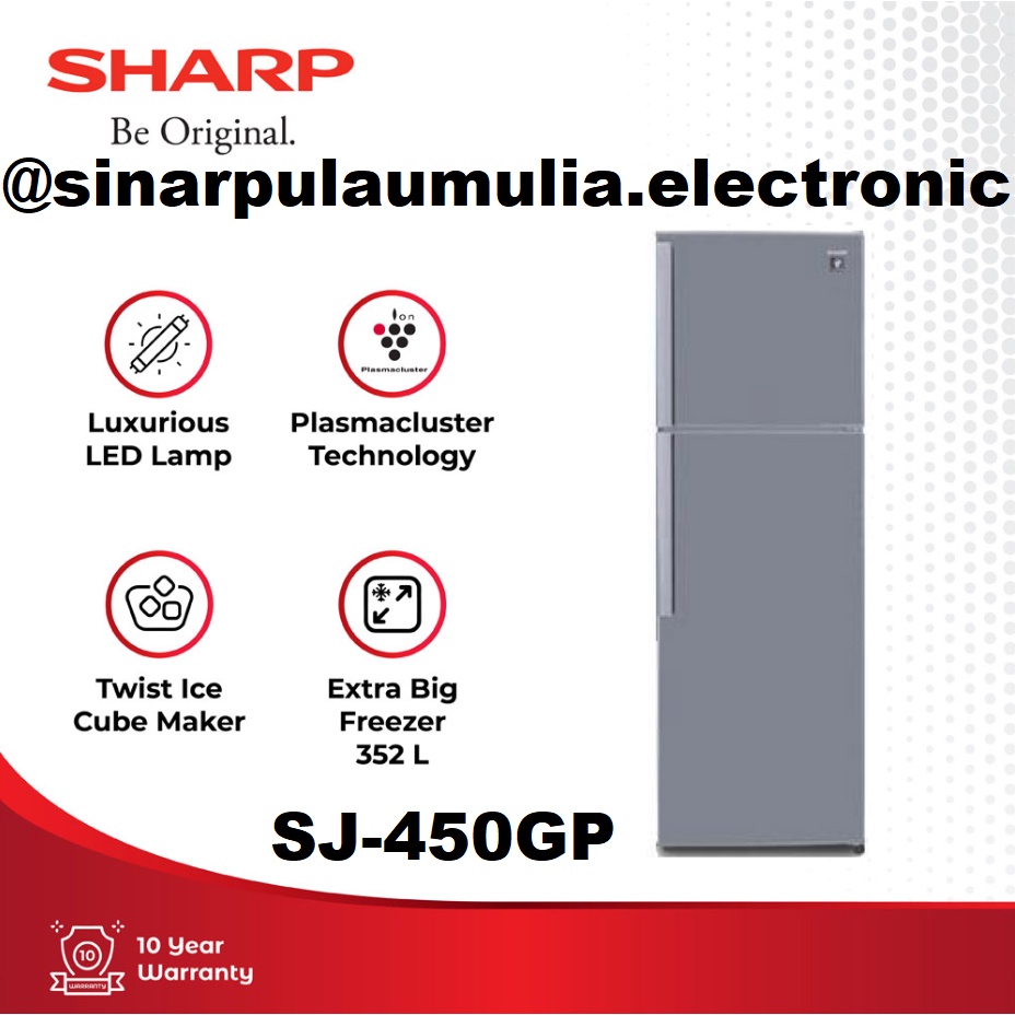 Sharp Kulkas 2 Pintu Big Freezer - SJ 450GP / SJ450GP / SJ 450 GP / SJ450 GP