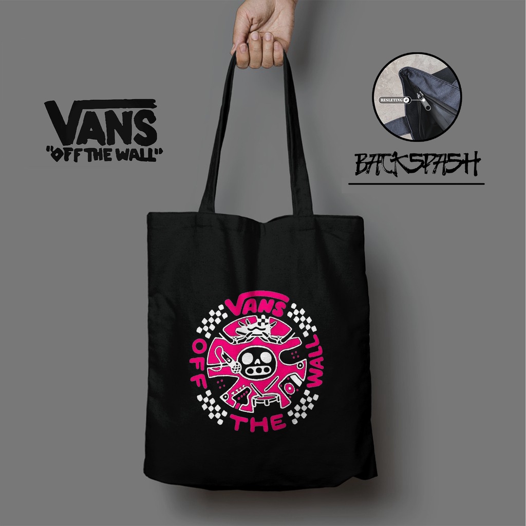 Totebag Tas Vans Custom HItam Pria Wanita