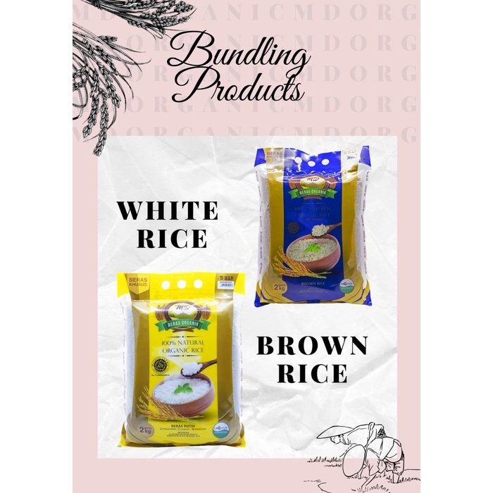 

MD Beras Coklat Organik & MD Beras Putih Mentik Susu Organik / Paket Bundling MD Brown Rice 2kg & White Rice (Mentik Susu) 2kg