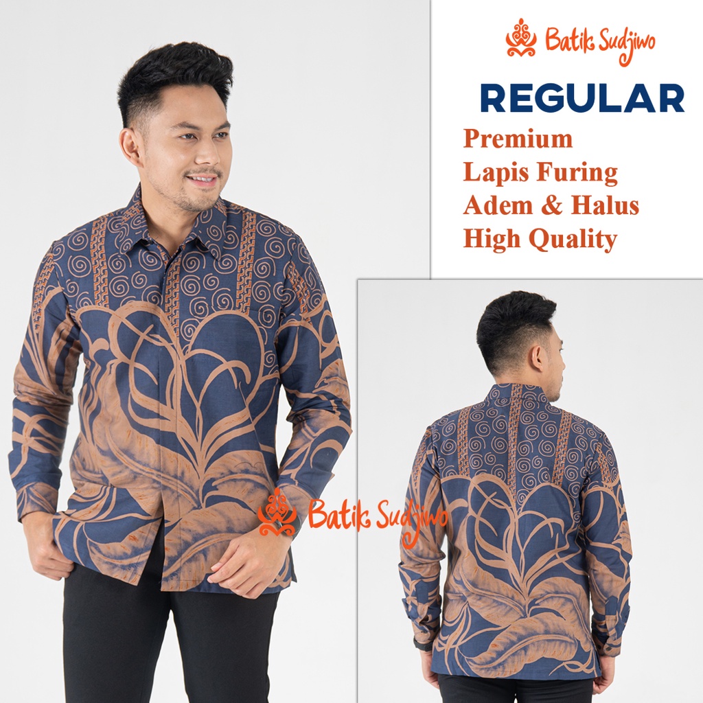 SUDJIWOBATIK 1138 Hem Kemeja Batik Pria Cowok Laki Laki Lengan Panjang Premium Lapis Furing Solo Laweyan Original