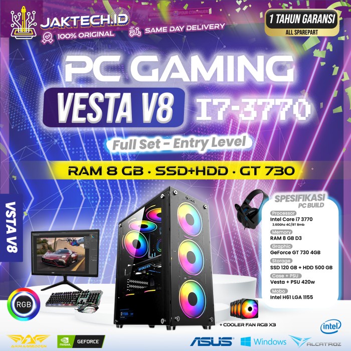 Pc Pc Gaming Full Set / Core I7 / 16 Gb / Ssd / Vga Gt 1030 / Rgb