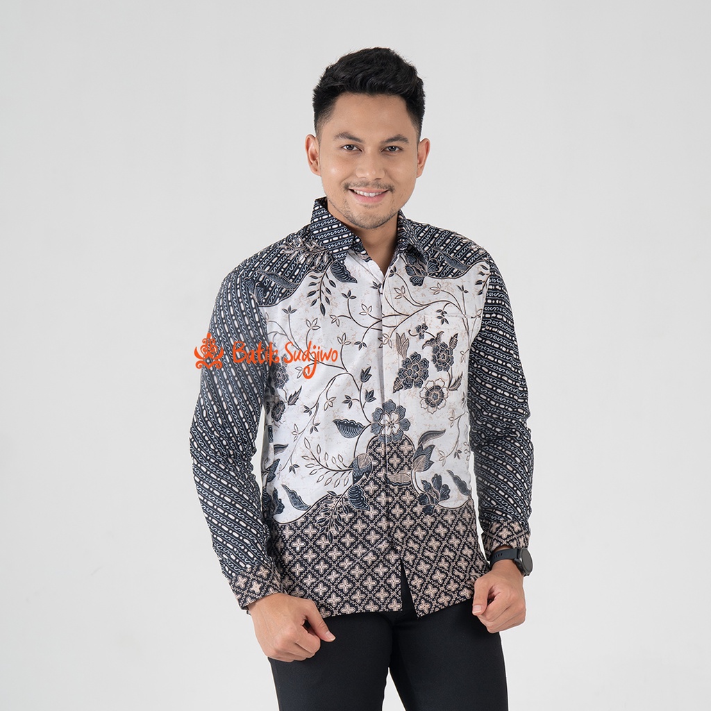 SUDJIWOBATIK 1140 Hem Kemeja Batik Pria Cowok Laki Laki Lengan Panjang Premium Lapis Furing Solo Laweyan Original