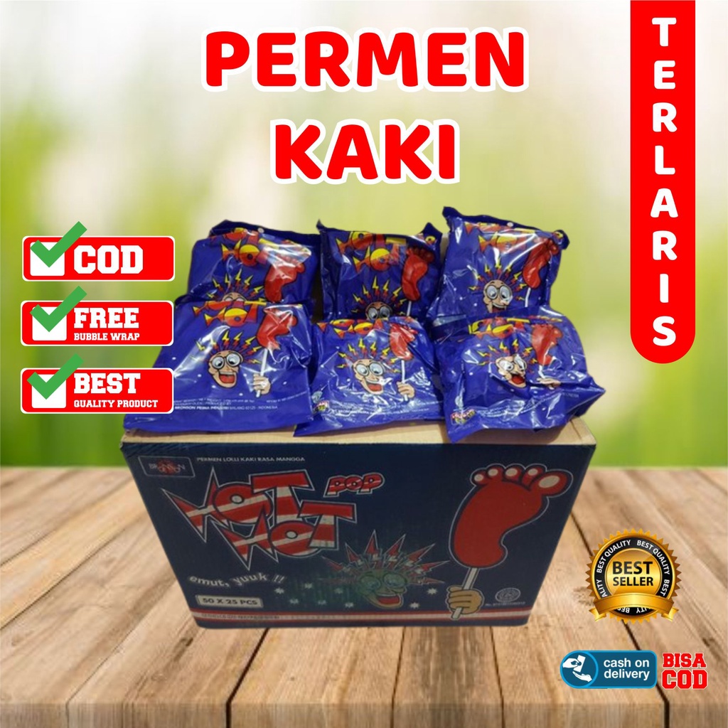 DUS - PERMEN KAKI HOT POP LOLIPOP JAJANAN JADUL KEKINIAN TERMURAH COCOK UNTUK BINGKISAN ULANG TAHUN - Dus