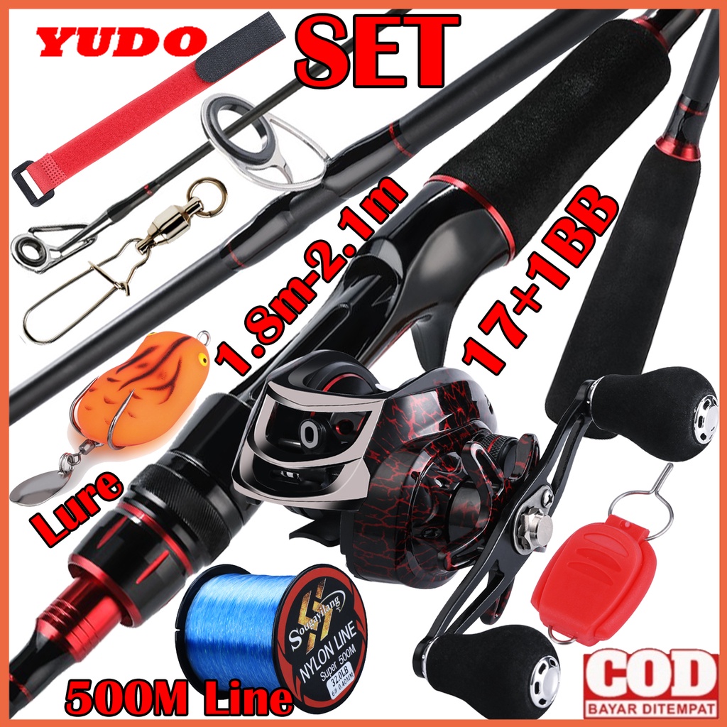 New YUDO Pancing Set 7.2:1 18+1BB Fishing Reel Pancing 1.8M/2.1M Joran Pancing Combo Fishing Set