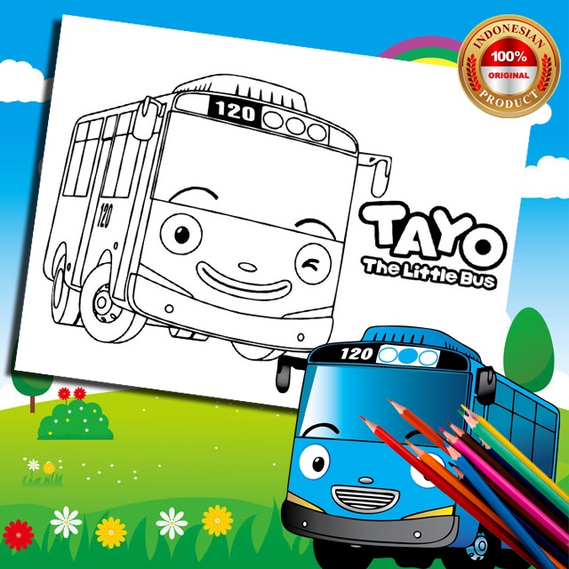 Gambar Sketsa Mewarnai ~ TAYO / Seketsa Lukis / Drawing Sketch / Menggambar A4 (Bukan Buku) ANAK TK 