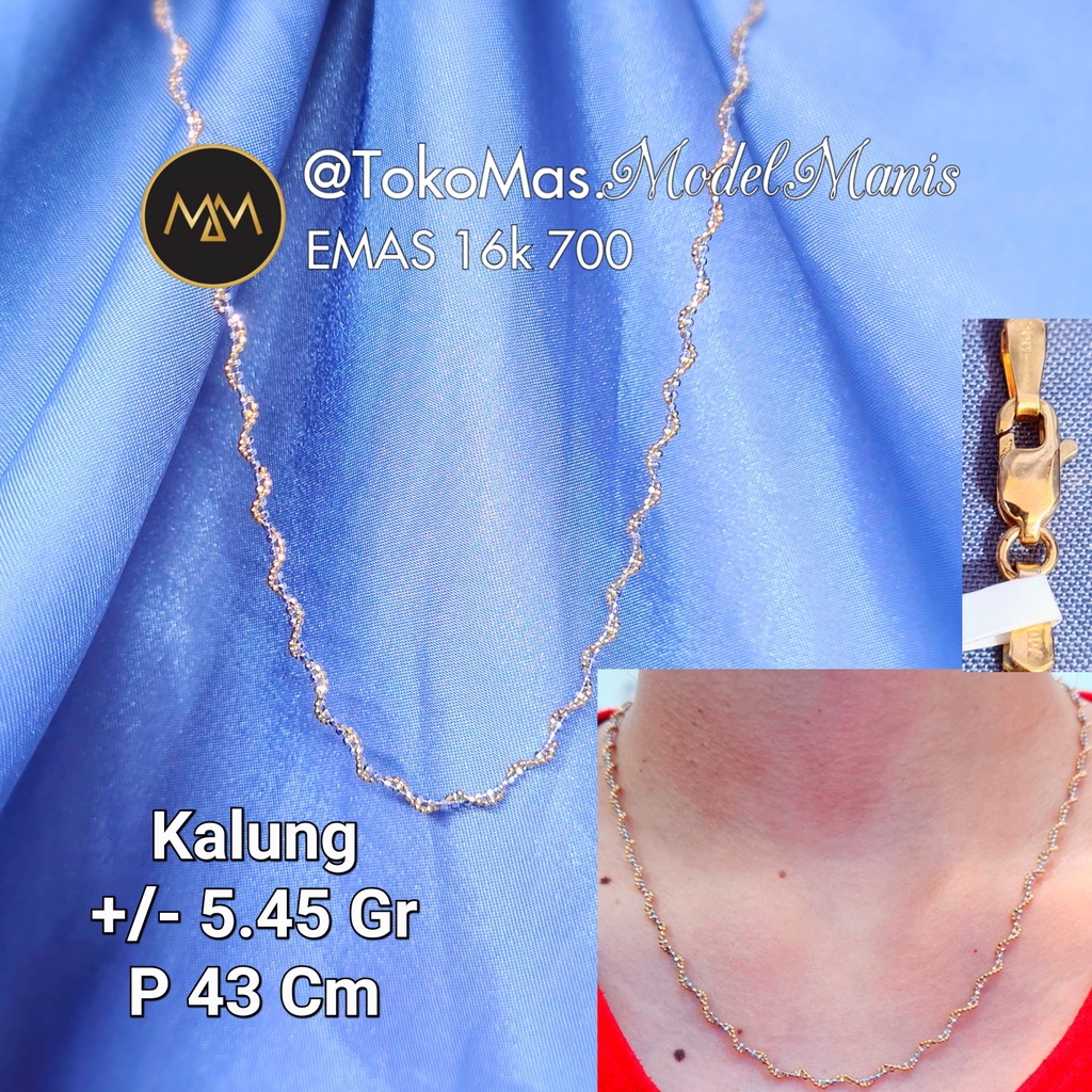 Kalung italy lilit biji lada emas kuning kombinasi putih 700 kadar 16k