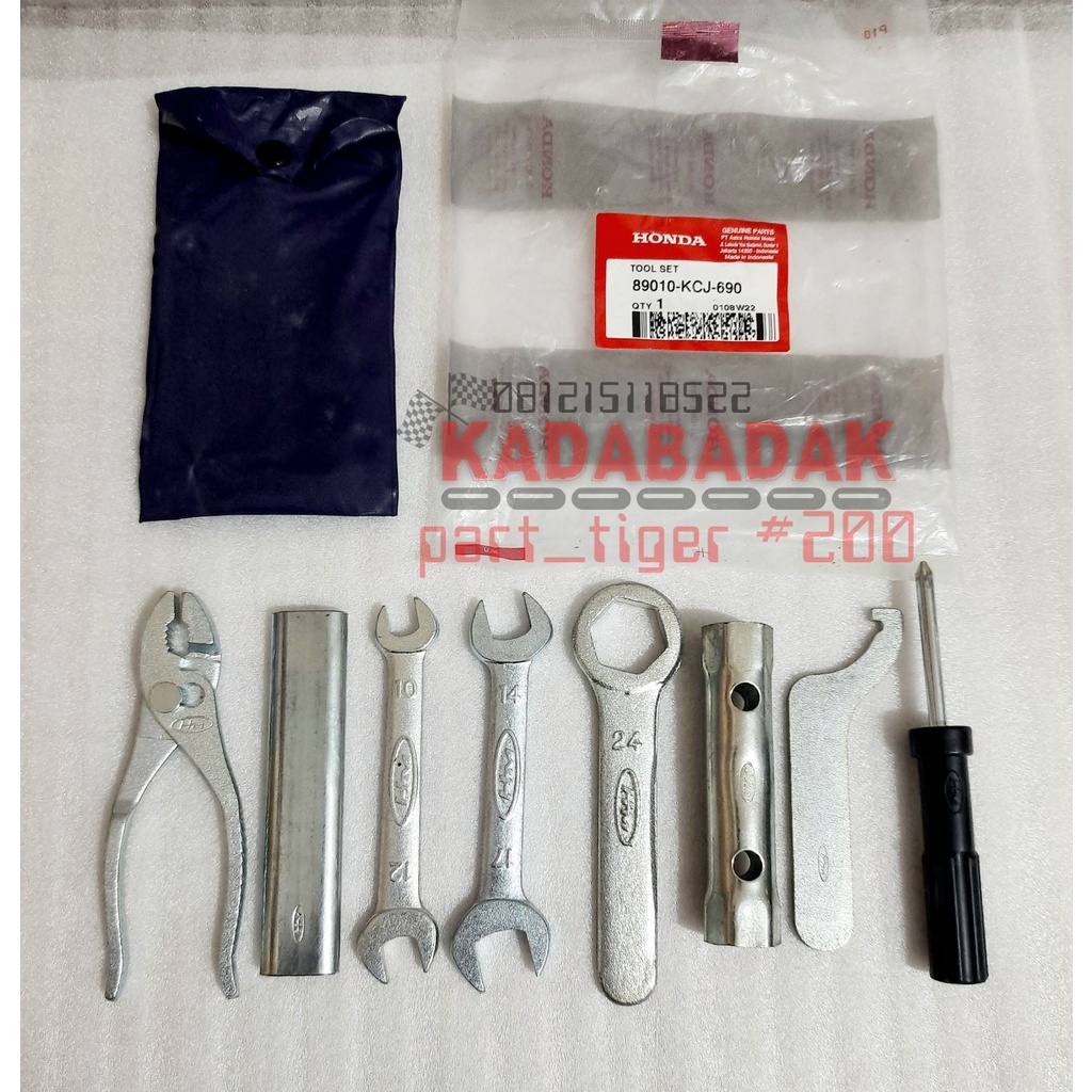 ORI ASLI Toolkit Kunci Set Bawaan Motor Honda Tiger Revo Original Kunci Shock Busi Ring Tang Obeng T