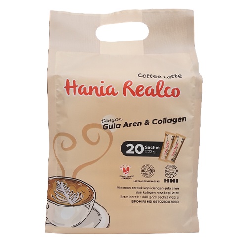 Hania Realco Coffe Latte Kopi Gula Aren dan Kolagen HNI HPAI isi 20 sachet