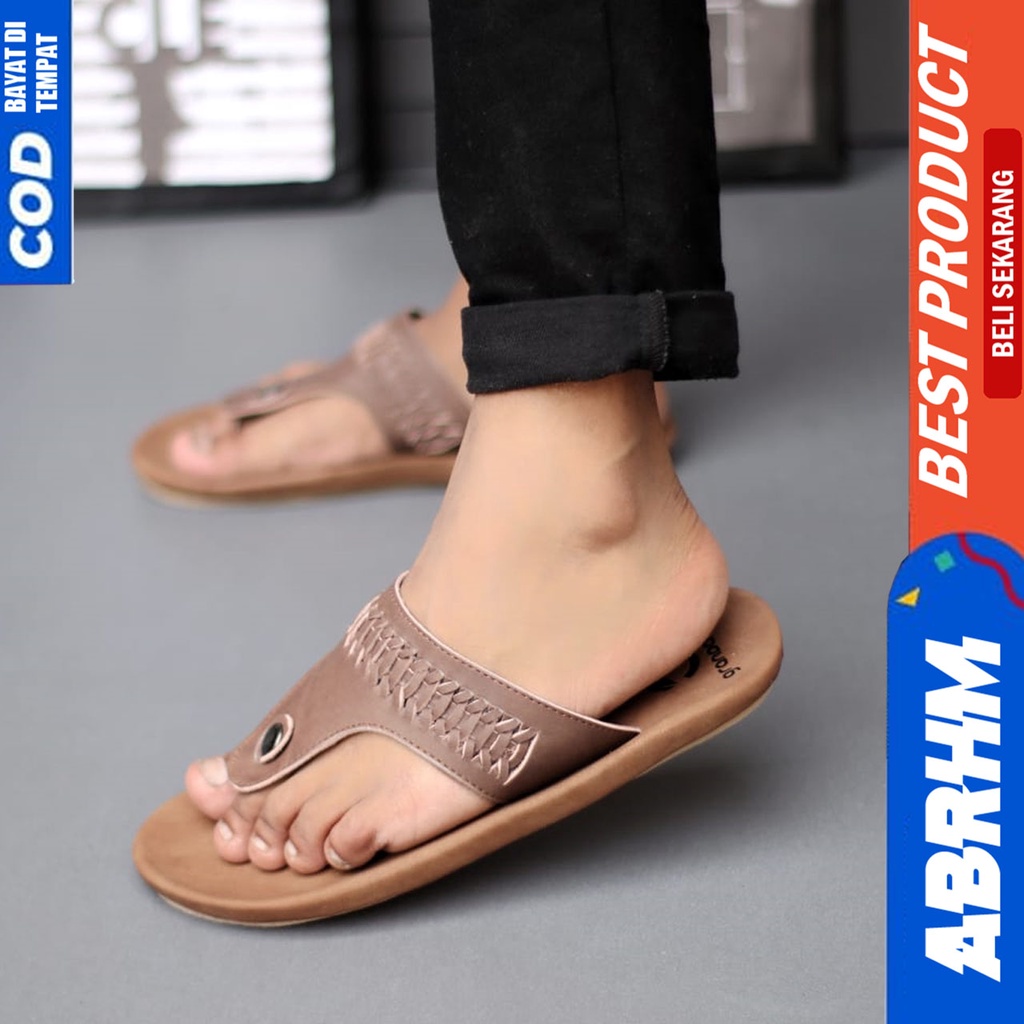 Sandal Jepit Pria Sendal Japit Pria Kulit Asli Terbaru Kekinian Abrhm